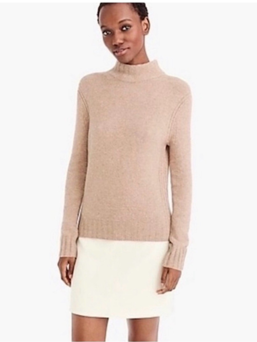 J. Crew camel Merino wool alpaca mock neck sweater, size XS